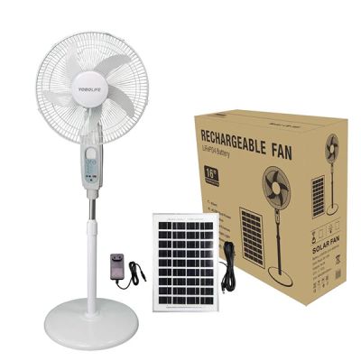 Ventilador pedestal recargable 16" con panel solar USB AC/DC - ICT