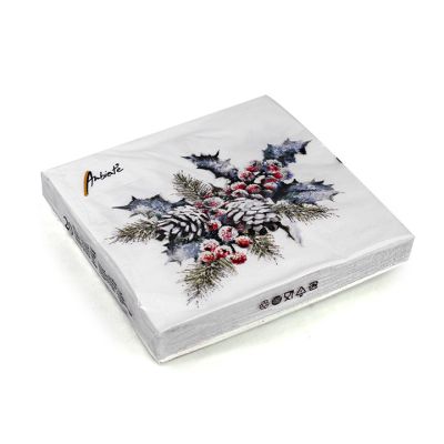 Set de 20 servilletas navideñas Holly and Berries 33x33 cm – marca Ambiente