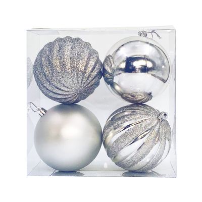 Bolas Navidad 10cm 4 piezas Plata decorativa BBL