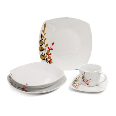 Vajilla 20 Piezas Cuadrada Flor GH3120 Big Home CO-6309 – Juego Completo