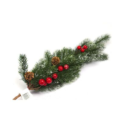 Pick navideño tallo 62 cm – diseño pino y bayas rojas Celina