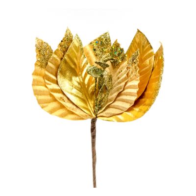 Flor navideña dorada 25 cm – diseño Celina
