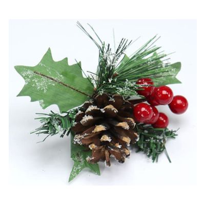 Pick navideño 14 cm – piña y baya decorativa Celina