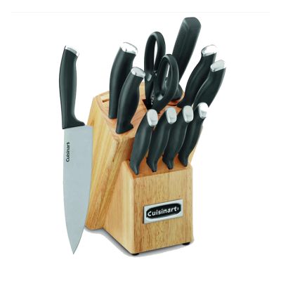 Juego de Cuchillos 12 Piezas Base de Madera Mango Negro Cuisinart C77SSB-12P – Corte Profesional