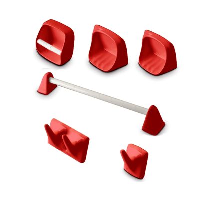 Juego accesorios baño 6 piezas plástico adhesivo rojo Edesa