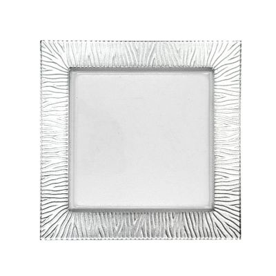 Plato Base Vidrio Cuadrado 32x1.5cm Plata HL – Estilo Sofisticado