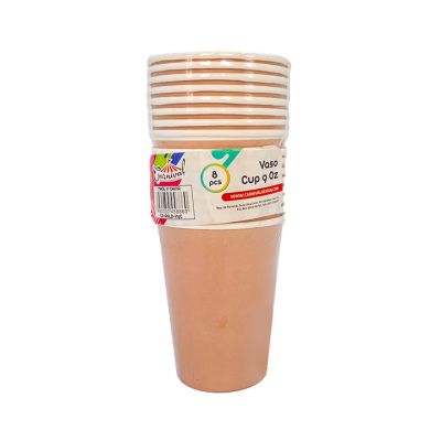 Set Vasos Cartón 8 Piezas 9oz Oro Rosa Home Life HL206503 – Celebración Elegante
