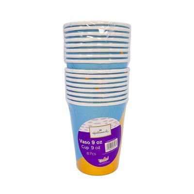 Set Vasos Cartón 8 Piezas 9oz Oro Celeste Home Life HL669265 – Estilo Festivo