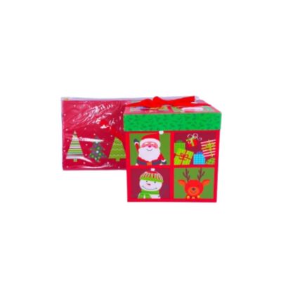 Caja de regalo navideña roja – diseño árboles HL