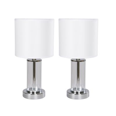 Lámpara de Mesa 2 Unidades E27 Cromo IKE