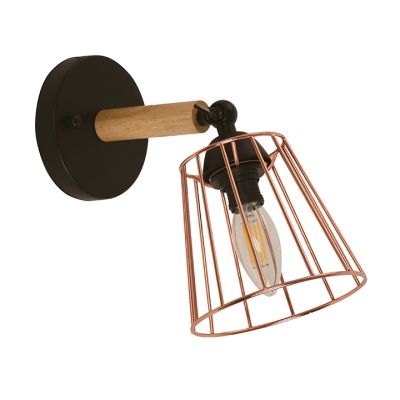 Spot Dirigible E14 Negro/Madera IKE