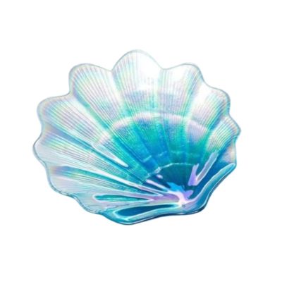 Plato Decorativo Concha Azul 30cm Vidrio Imsanvi