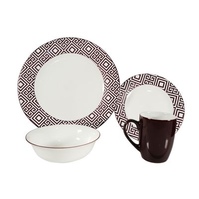 Vajilla 16 Piezas Red Vino Geométrico ISV W16E2-4 – Juego Completo