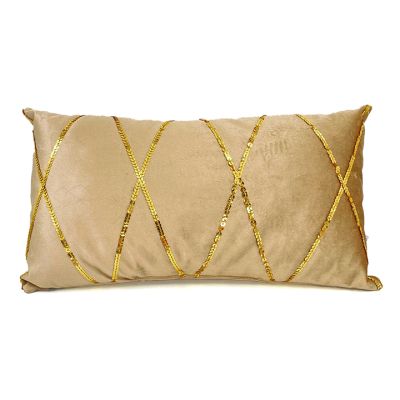 Cojín Lumbar Navideño 30x50 Almendra Lentejuela Dorada Kalido NAVI0060 – Decoración Hogar