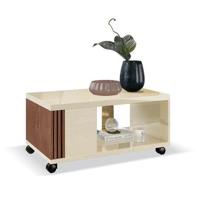 Mesa Centro Rectangular Pratica Off White Naturalle 38x85x49cm KMX