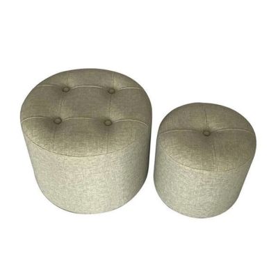 Juego Ottoman 2 Piezas Red Gris Capitoneado KH