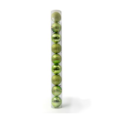 Set de 9 bolas navideñas verdes 8 cm – mate, brillante y escarchadas Luxury