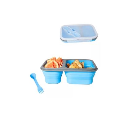 Repostero Silicón 0.95L Rectangular Plegable Verde 2 Divisiones con Cubiertos Maimai – Organización Compacta