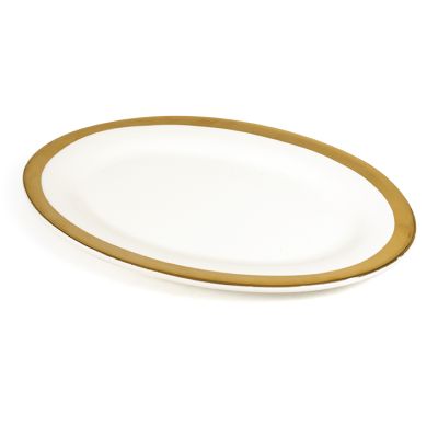 Plato Tendido Cerámica 25cm Blanco con Filo Dorado MCN 2203209 – Estilo Sofisticado