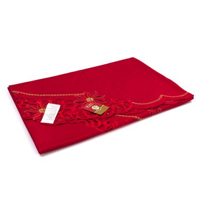Mantel Navideño Rectangular 183x274cm con 12 Servilletas Rojo Miro 1420Y – Juego Completo