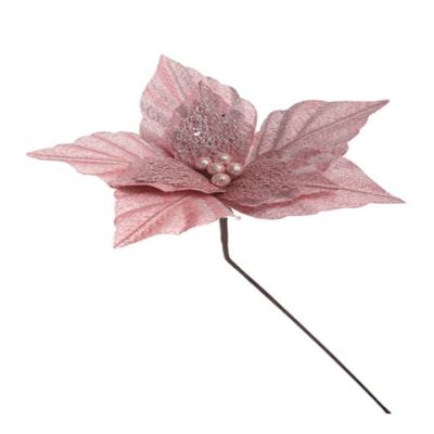 Flor navideña Poinsetia 35 cm – color rose gold Miro