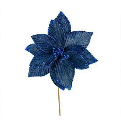 Flor navideña Poinsettia 25 cm – color azul Maranelo