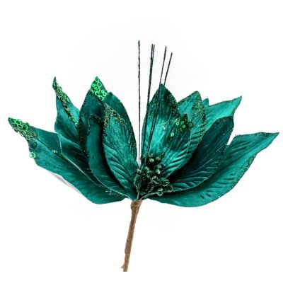 Flor navideña Poinsettia 30 cm – color verde Maranelo