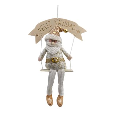 Letrero colgante navideño con muñeco 43 cm – color dorado ML