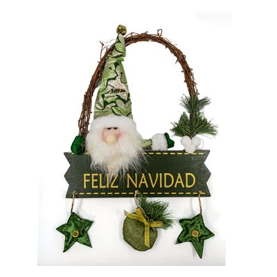 Letrero colgante navideño con muñeco 48 cm – verde surtido Maranelo
