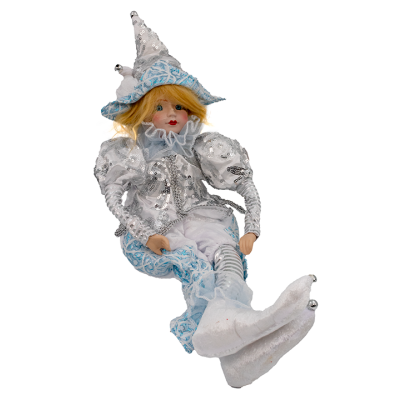 Arlequín navideño 43 cm – plateado con movimiento musical Maranelo