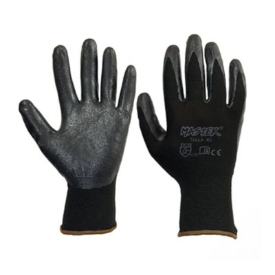 Guante Trabajo Pesado Negro (Nitrilo - Talla L) Borde Café (N100) Masterflex 7861027510179