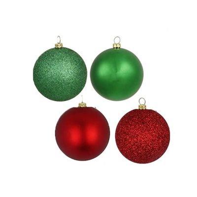 Bolas navideñas 10 cm – set de 4 piezas rojo y verde Miro
