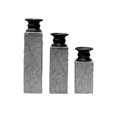 Portavela Cerámica Gris 9.5x9.5x31cm H&H