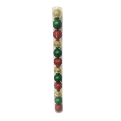Bolas navideñas 8 cm – set de 12 piezas rojo, verde y dorado brillante/mate Miro