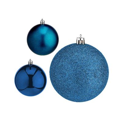 Bolas navideñas azules 10 cm – set de 4 piezas brillante, mate y escarchadas Miro