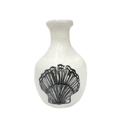 Florero Cerámica Flauta Blanco 11.5x18cm Mays