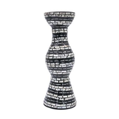 Portavela Cerámica Torre con Espejos 10.5x28cm Decore