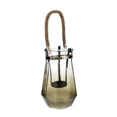 Portavela Vidrio Linterna 13.5x20.5cm Gris/Crema Life Art