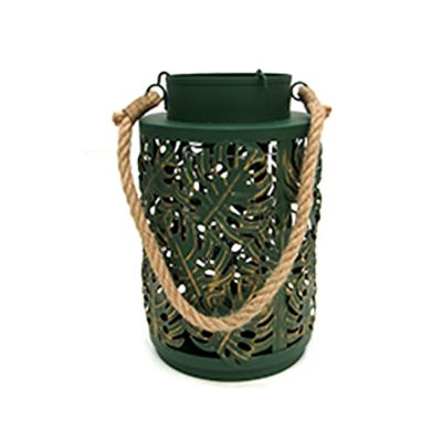 Portavela Metálico Linterna Verde 25cm Decore
