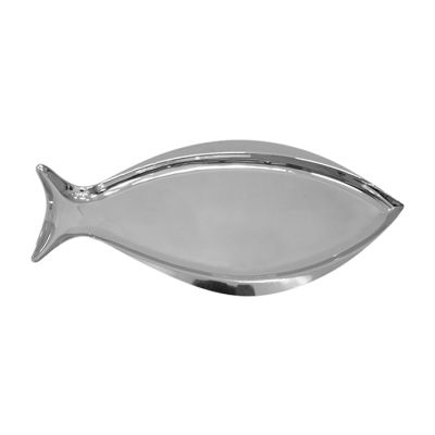 Bandeja Decorativa Metal Pescado Inox 37x18x2cm Royal Norfolk