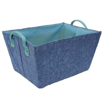 Canasta Almacenamiento Rectangular Azul 35x25x22cm H&H