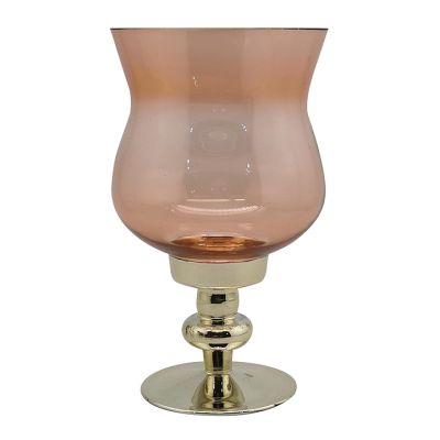 Portavela Vidrio Copa Rosado 21cm Noritex – Decoración