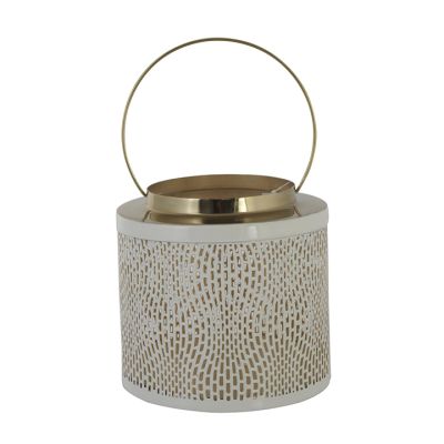 Portavela Metálico Linterna Dorada 21.5x20cm NX