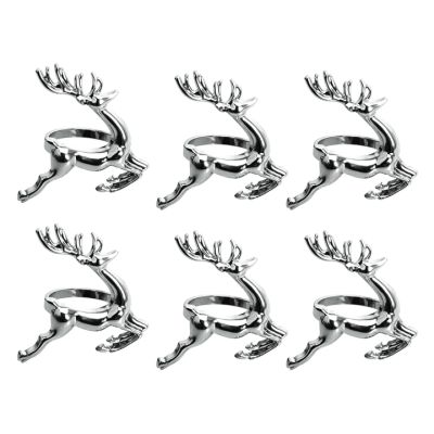 Set Aros Servilleta 6 Piezas Renos Plata Nav Concepts 3300056 – Estilo Navideño