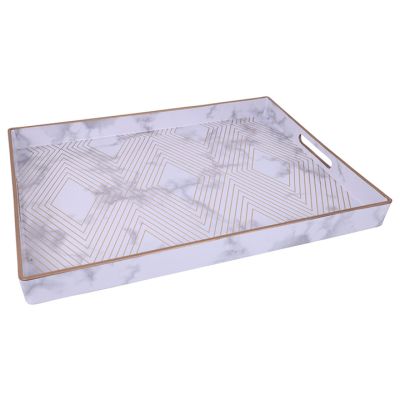 Bandeja Decorativa Plástica Rectangular Blanca 46x30x4cm Concepts