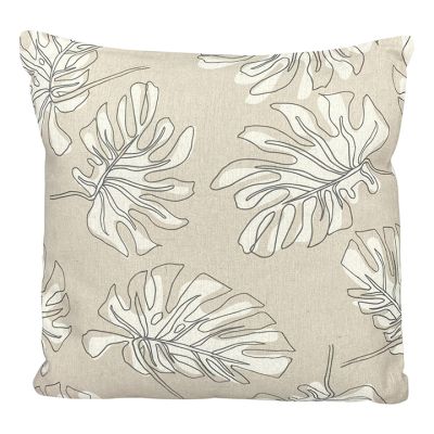Cojín Café con Hojas Blancas 45x45cm Concepts