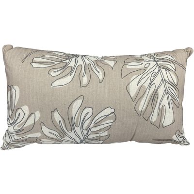 Cojín Lumbar Beige con Hojas Blancas 50x30cm Concepts