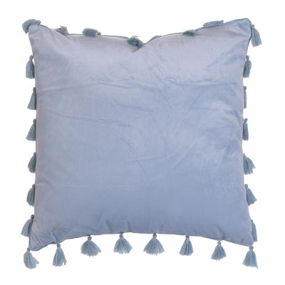 Cojín Llano Celeste con Pom Pom 45x45cm Concepts