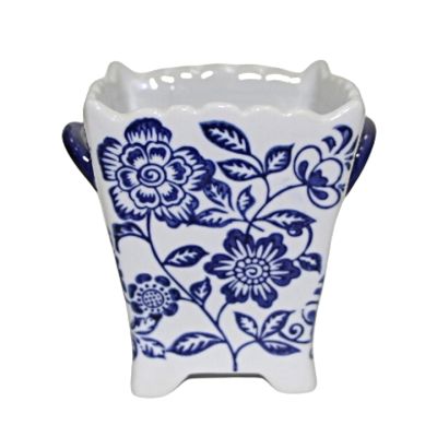 Pote Cerámica 12cm con Flores Azules Concepts