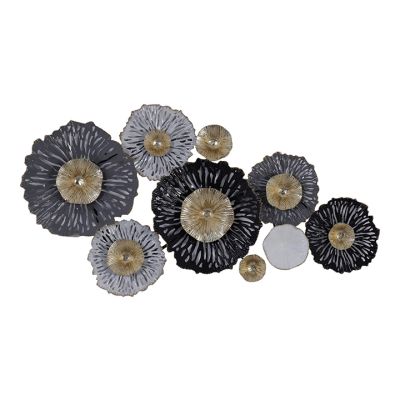 Placa de Pared Metálica Flores 92x50cm Noritex